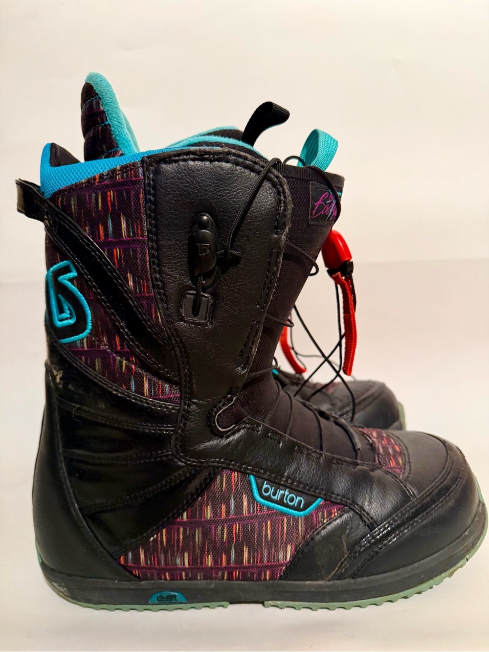 Women's Burton Boutique Snowboard Boots 2011 Size 10 Black Blue Boa Cables